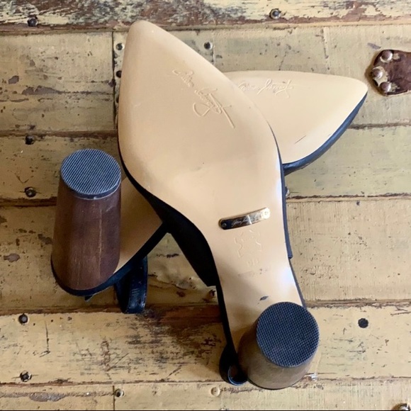 NWOB ABS ALLEN SCHWARTZ 100% LEATHER CUTOUT STACKED CHUNKY HIGH HEEL PUMPS 8.5 - Picture 12 of 14